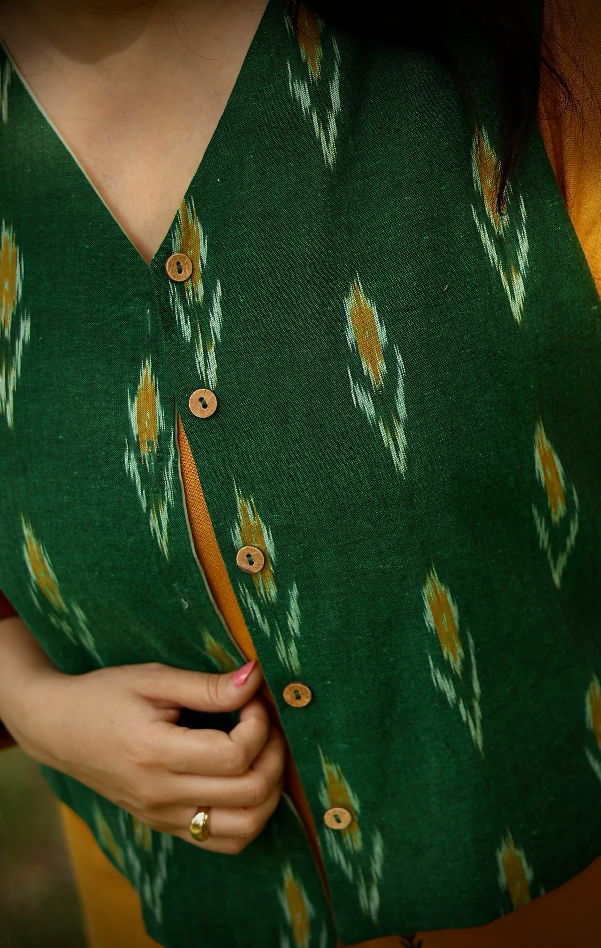 Green Ikat Half Jacket