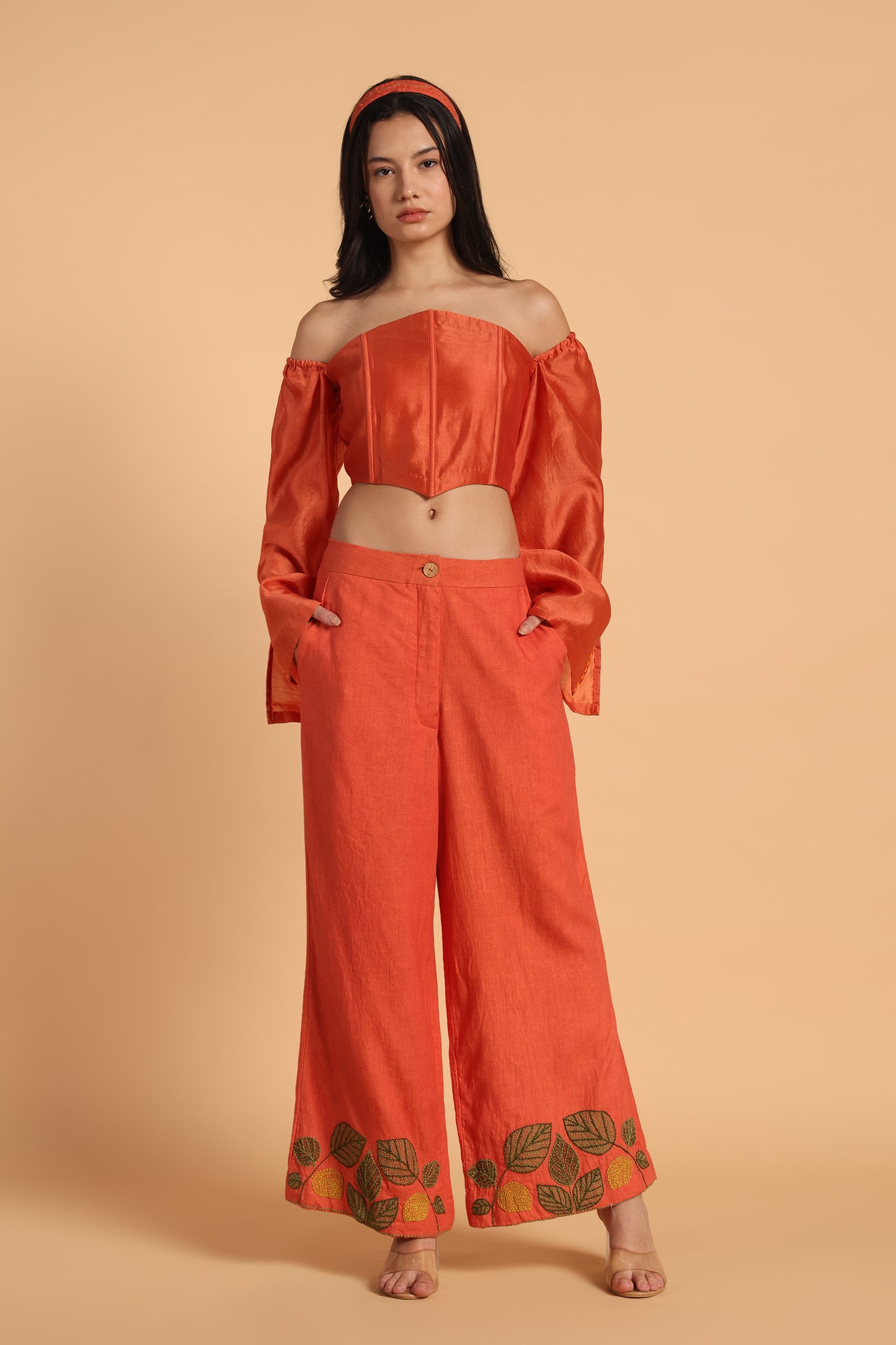 KESARIYA  EMBROIDERED CO ORD SET