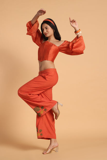 KESARIYA  EMBROIDERED CO ORD SET