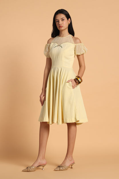 PARROT EMBROIDERED DRESS