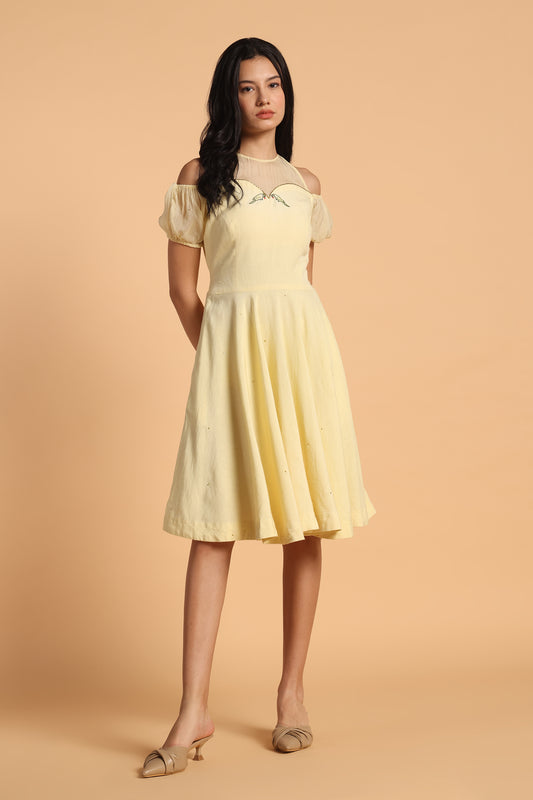 PARROT EMBROIDERED DRESS