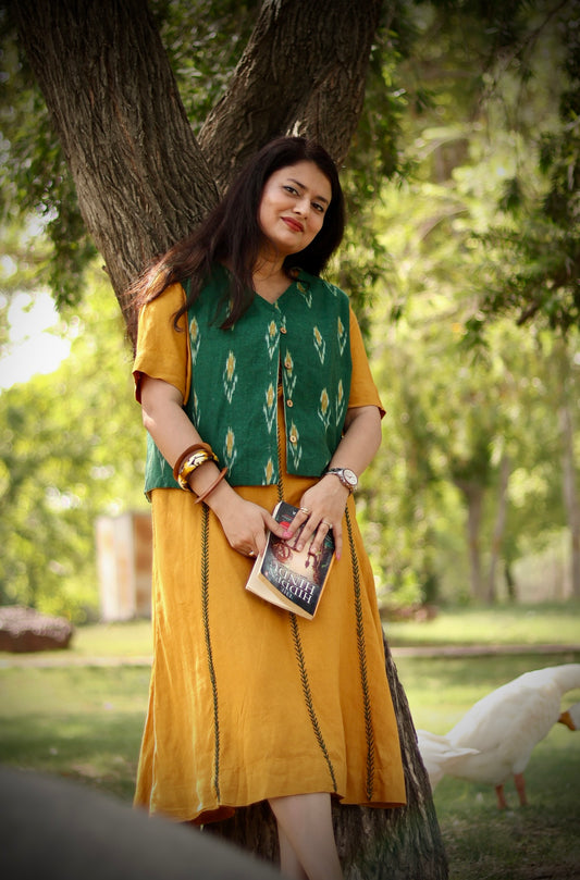 Green Ikat Half Jacket