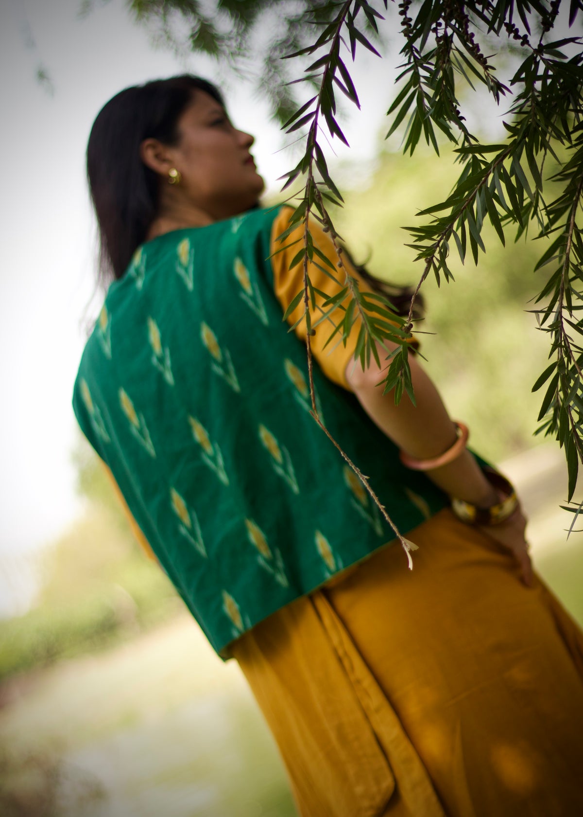 Green Ikat Half Jacket
